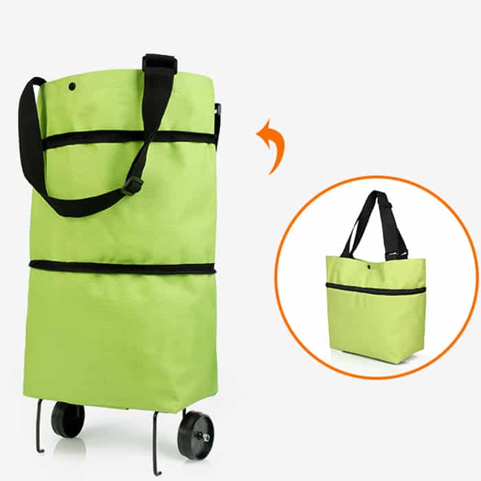 Borsa Della Spesa Pieghevole Con Ruote, Carrello In Tessuto Oxford Grande Capacità, Blù Navy, Portatile E Riutilizzabile