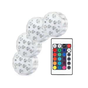 GlowWaterLights, 4 luci LED impermeabili con telecomando.