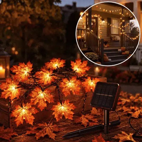 Catena luminosa LED solare con foglie autunnali, MapleLeaf